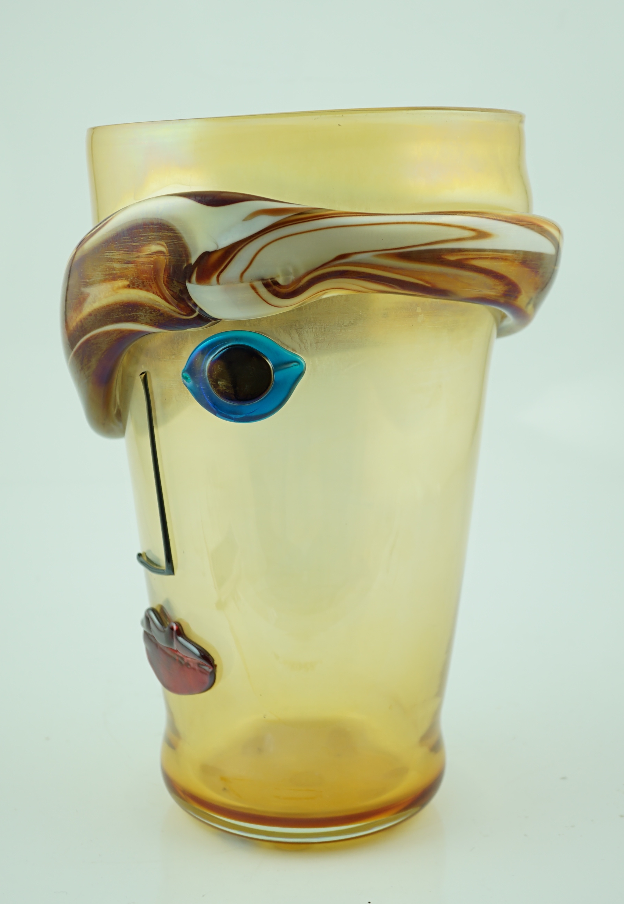 Oscar Zanetti (1961-), a Murano yellow ground glass Cubist style head of a man